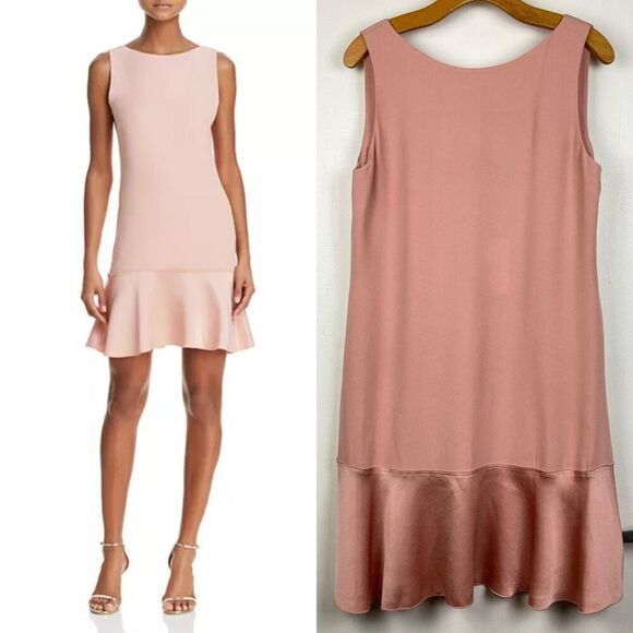 Theory Kensington Flirty Flare Satin Dress Pink Tutu Bubblegum Marshmallow sz 8 - Picture 1 of 8